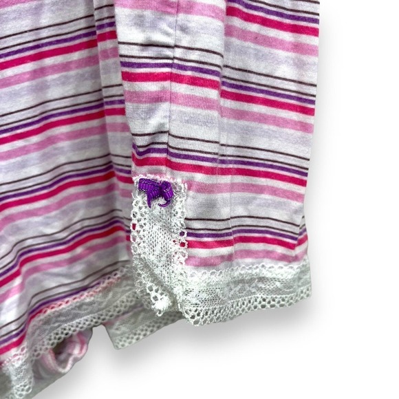 Victoria's Secret Pajamas Womens Medium Pink Striped Lace Trim Romper Sleepwear - Picture 10 of 12